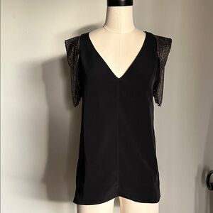 Joe's Jeans Black Top with Silver Accents